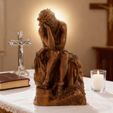 Boxwood "Crown of Thorns" Jesus Meditation Sculpture - Hand-carved Spiritual Art | A Concrete Reminder o - craftsmanship detail
