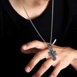Orthodox S925K Silver Double-Sided Engraved Jesus Christ Crucified and Saints Orthodox Necklace - side view