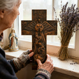 Weihnachtskreuz, Krippenkreuz, Massivholzschnitzerei Buche natur - bestes Weihnachtsgeschenk