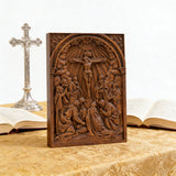 Handcarved Beechwood Crucifix Relief — Let His Sacrifice Settle Into Your Days