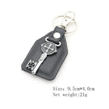 St.Benedict Guadalupe Miraculous Medal Keyrings Leather Car Key Chains - BGCOPPER