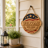 U.S. Founding 250th Anniversary Patriotic Wooden Welcome Door Sign: WELCOME · 1776–2026 · 250 YEARS OF FREEDOM
