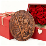 St.Christopher Christian Wood Carving Plaque/The patron saint of travelers