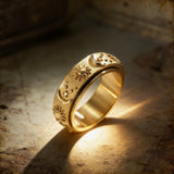 Sun, Moon & Stars Rotating Fidget Ring | Celestial Anxiety Relief Jewelry