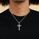 Artisan-Carved Copper Jesus Cross Pendant - Moissanite-Encrusted Hip Hop Religious Necklace - BGCOPPER