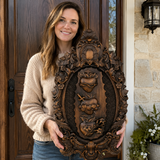 The Holy Family Sacred Hearts Triptych - Hand-Painted Wood Carving