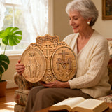 Miraculous Medal Wood Carving Decor - Medal of Our Lady of Graces