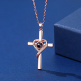 S925K Silver Cross Necklace: Faith and Romance Converge in Light and Shadow