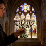 Vintage Vine & Flower 9-Branch Jewish Menorah