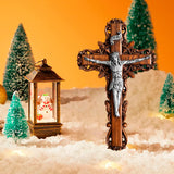 Silver painted version Ash wood Crucifix ,Jesus Christ, wooden Cross gift of love - BGCOPPER