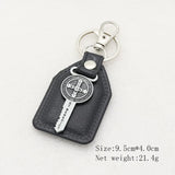 St.Benedict Guadalupe Miraculous Medal Keyrings Leather Car Key Chains - BGCOPPER