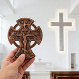 Hand-Carved Beechwood “Hand of Redemption” Crucifix | The Passion and Divine Grace of Christ