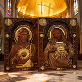 Sacred Heart Wood Carvings: Jesus & Mary, Handcrafted Tokens of Divine Love