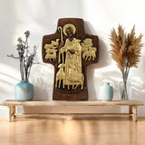 Good Shepherd Crucifix Wood Carving Religious Gift - Endless Care and Guidance - BGCOPPER