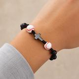 Sports Faith Baseball Bead Cross Adjustable Braided Bracelet