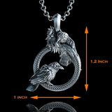 Handmade Odin Raven Huginn and Muninn Necklace, Viking Raven Pendant, Gift for Viking Mythology Lovers, Norse Mythology Raven Necklace - BGCOPPER