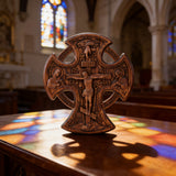 Hand-Carved Beechwood “Hand of Redemption” Crucifix | The Passion and Divine Grace of Christ