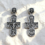 Orthodox S925K Silver Double-Sided Engraved Jesus Christ Crucified and Saints Orthodox Necklace