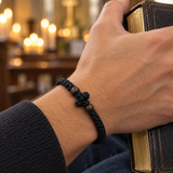 Adjustable Orthodox Prayer Rope Bracelet – Hand-Knotted Christian Prayer Cord with Wooden Beads