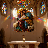 šļø Holy Family & Lambs Stained-Glass Acrylic Suncatcher: A Christian Symbol of Love & Flock