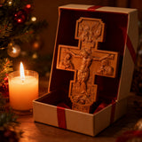 Hand-Carved Beechwood Religious Cross: A Sacred Artistic Testament to Christian Faith