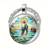 Jesus Stained Glass Style Keychain | Zinc Alloy Faith Token (Buy 2 Get 1 Free, Share With Family)