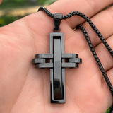 3D Interlocking Stainless Steel Cross Necklace