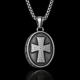 Two‑Tone Titanium Steel Jesus Portrait Oval Medal Necklace