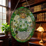 "Shamrock Angel" Stained Glass Suncatcher – A Blessing of Protection & Joy