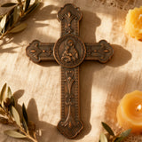 Wooden crucifix of the Virgin, Virgin Mary, Baby Jesus, religious wooden icon, wall crucifix, wall decoration
