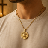 3D Embossed Jesus Christ Serenity Prayer Coin Pendant Necklace