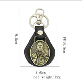 St.Benedict Guadalupe Miraculous Medal Keyrings Leather Car Key Chains - BGCOPPER