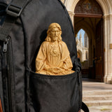 🕊️ Jesus Meditation Wooden Statue - Desk Sculpture for Prayer & Reflection