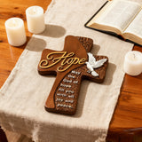 Ornate "Love" "Faith" "Hope" Wooden Cross, Solid Wood Cross