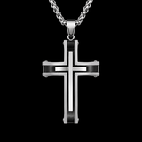 Layered Two-Tone Cross Necklace – Modern Christian Pendant for Men
