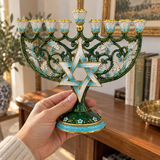 Hanukkah Hand-Painted Menorah: Illuminate the Jewish People's Covenant of Light with Artisan Brushstrokes