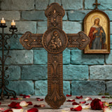 Wooden crucifix of the Virgin, Virgin Mary, Baby Jesus, religious wooden icon, wall crucifix, wall decoration