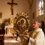 “St. Joseph & Child Jesus” Hand-Carved Wood Icon – A Timeless Christian Gift for Father’s Day & Faithful Homes