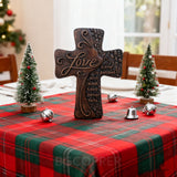 Ornate "Love" "Faith" "Hope" Wooden Cross, Solid Wood Cross