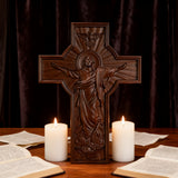 Ascension of Jesus wood carving cross