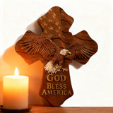 American Eagle Wooden Cross – God Bless America