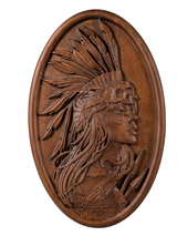 50% Off Today!Native American Indian woman natural wood carving decoration, native day gift