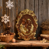 Bgcopper Holy family Nativity Wood Carving Gift Religious Family Wall Decor