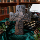 Ornate "Love" "Faith" "Hope" Wooden Cross, Solid Wood Cross