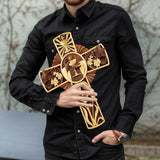 Holy Grail Wood Craving Cross-Handmade Religious Medal Gift - BGCOPPER