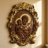 “St. Joseph & Child Jesus” Hand-Carved Wood Icon – A Timeless Christian Gift for Father’s Day & Faithful Homes