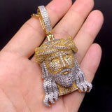 Crucifixion Crown of Thorns Zirconia Men's Hip Hop Pendant Necklace - BGCOPPER