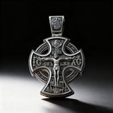 Double-Sided Silver Crucifix and St. Michael Pendant - gift presentation