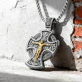 Double-Sided Silver Crucifix and St. Michael Pendant - size and finish detail