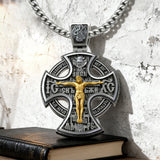 Double-Sided Silver Crucifix and St. Michael Pendant - product view